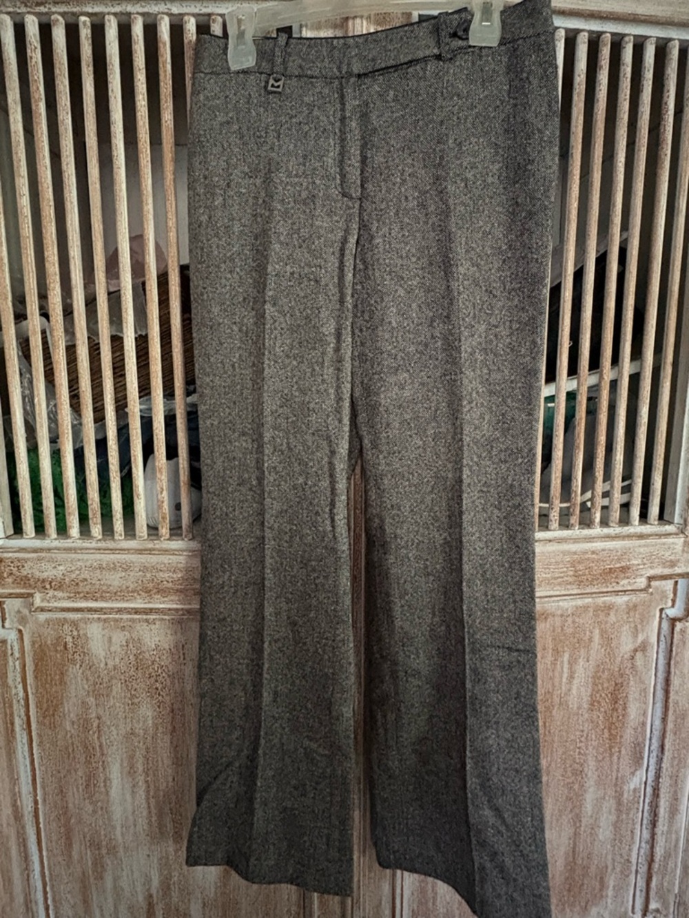 Michael Kors Gray Herringbone Tailored Straight-Leg Trousers - Picture 4 of 10